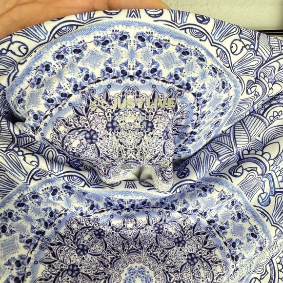 Just Live China Blue Mandala Print Mid Rise Full Length Yoga Leggings - Picture 5 of 5